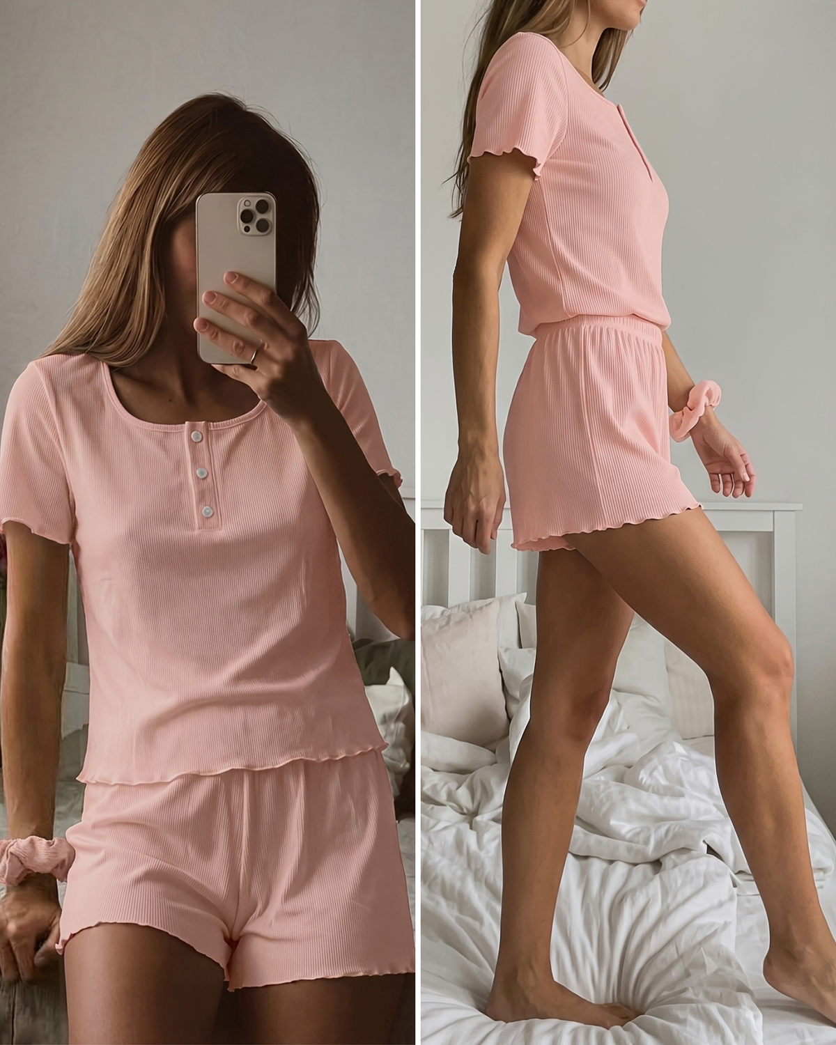 Pyjama Doux Manches Courtes et Shorts