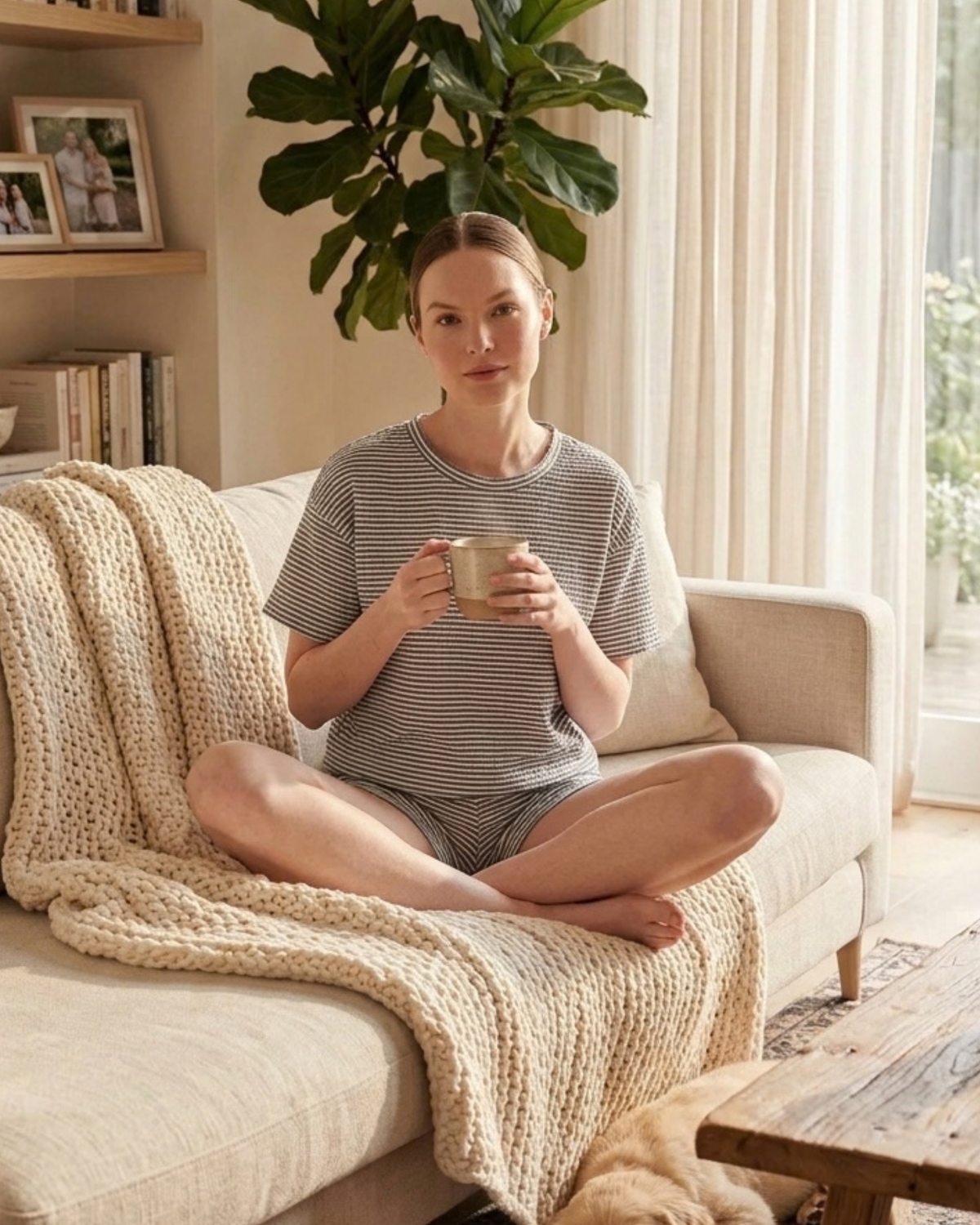 Pyjama Rayé en Crop Top et Short