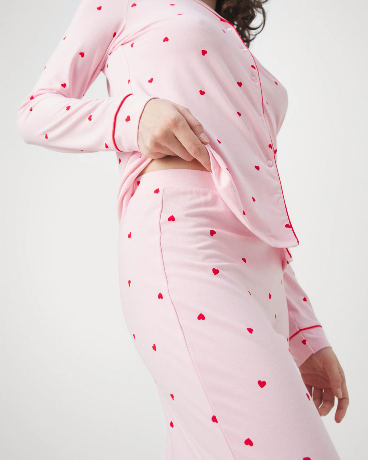 Pyjama à Manches Longues à Motifs Cœurs