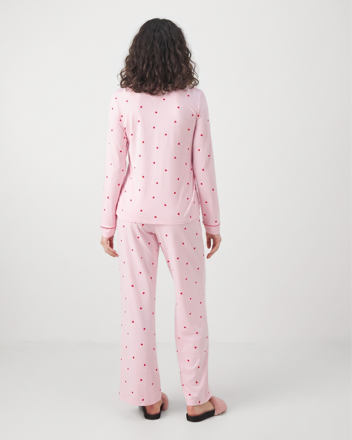 Pyjama à Manches Longues à Motifs Cœurs