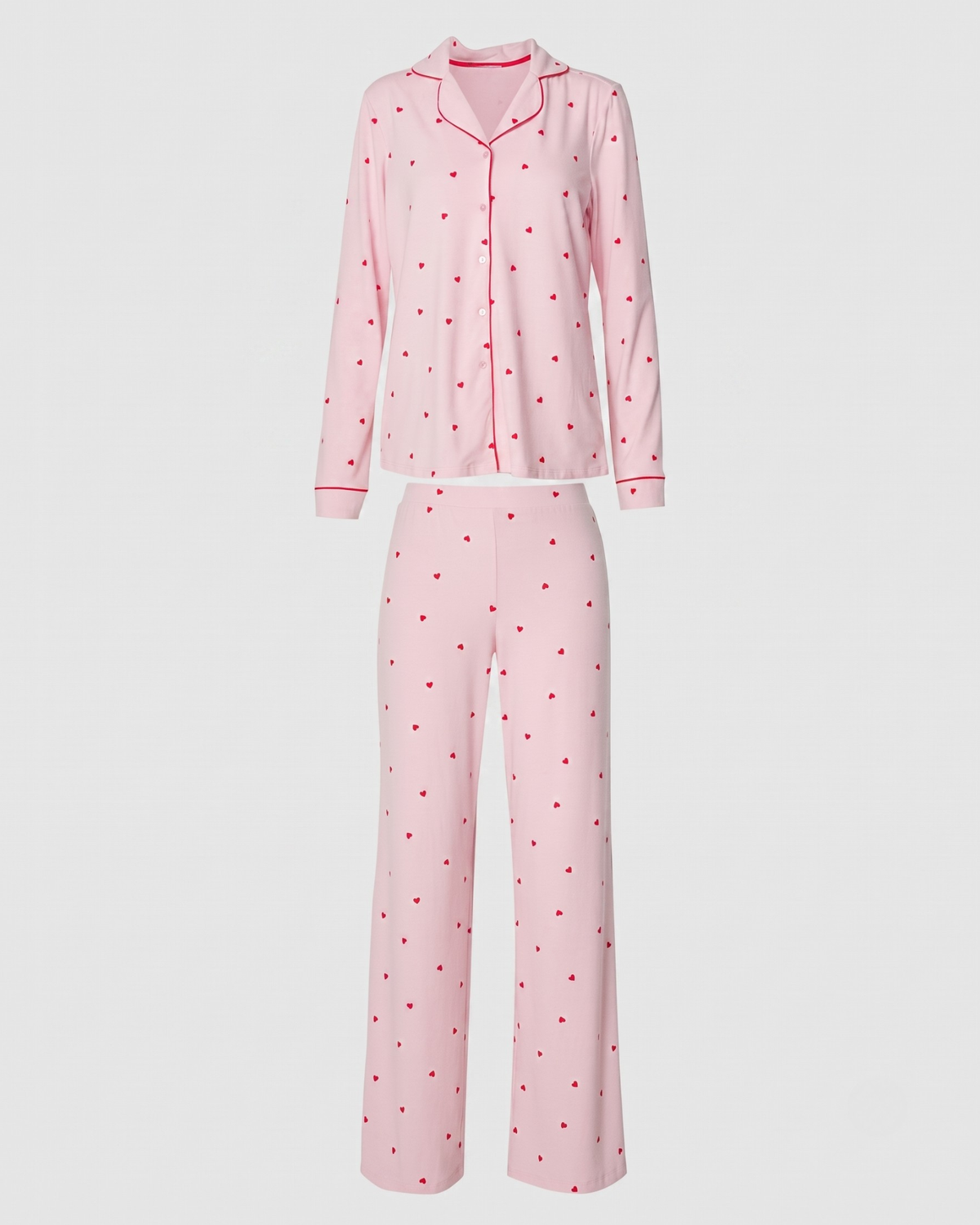 Pyjama à Manches Longues à Motifs Cœurs