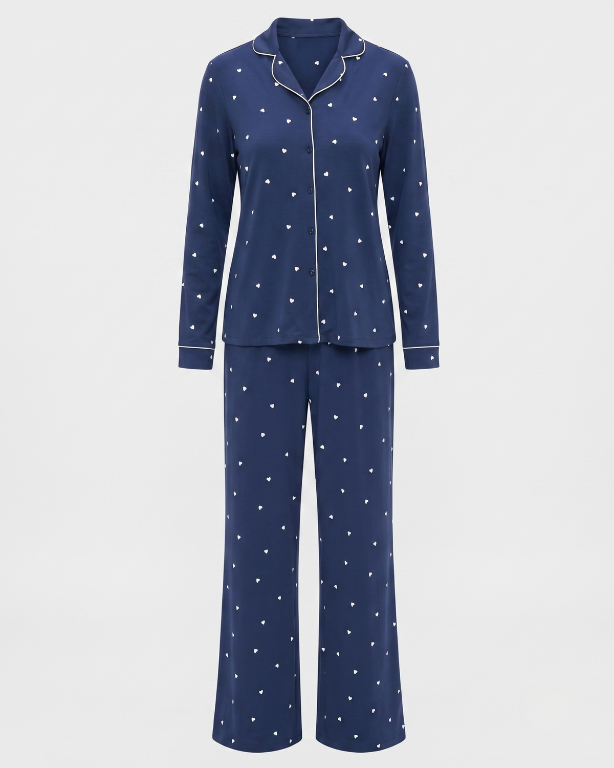 Pyjama à Manches Longues à Motifs Cœurs