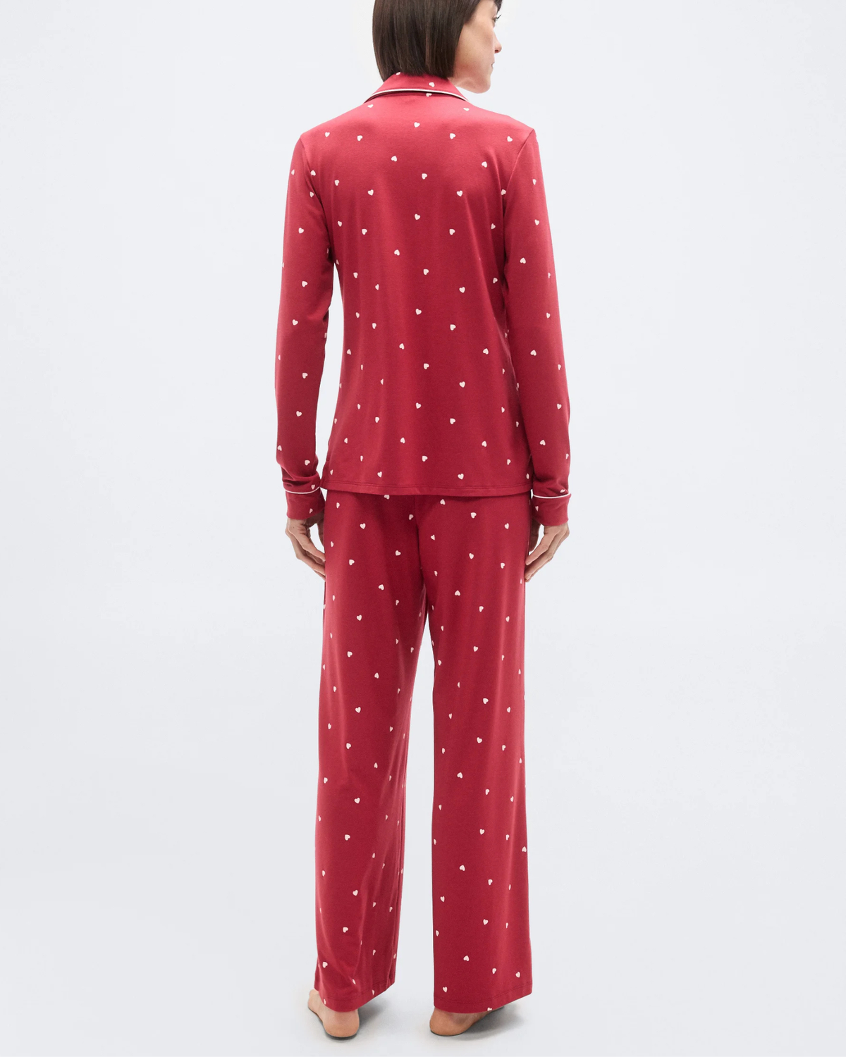 Pyjama à Manches Longues à Motifs Cœurs