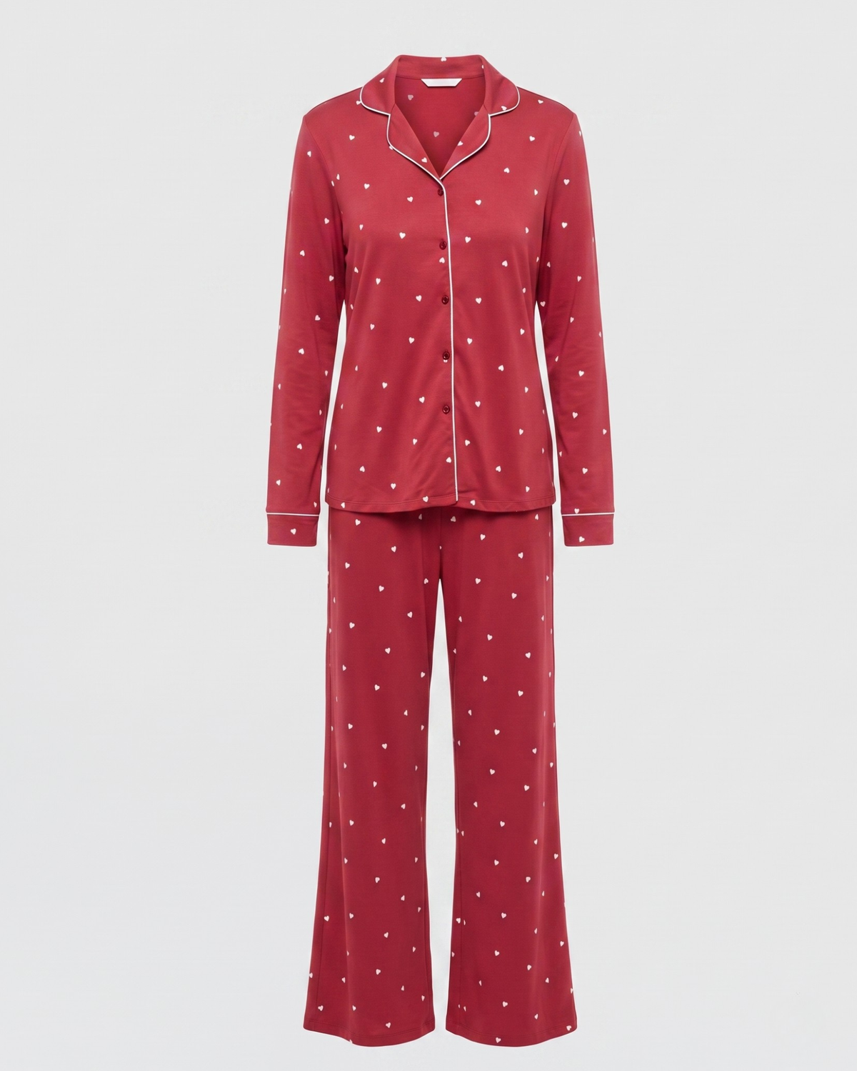 Pyjama à Manches Longues à Motifs Cœurs
