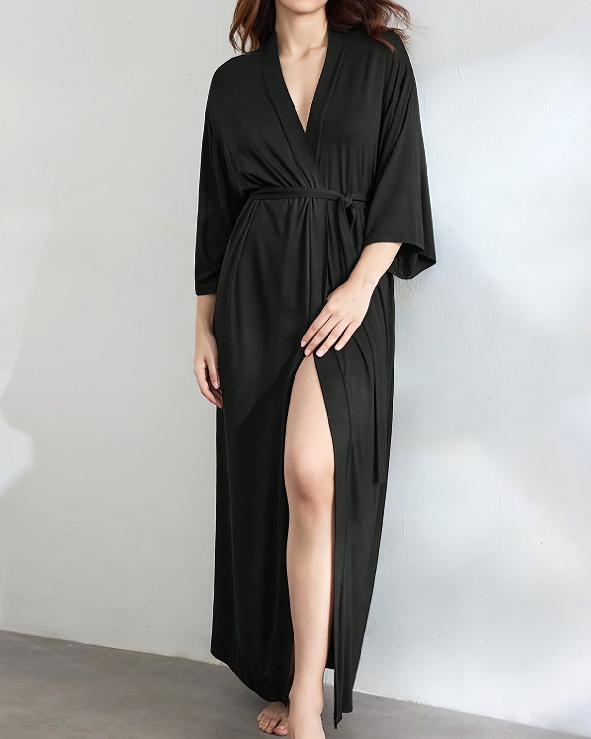 Peignoir Long Doux à Manches Longues
