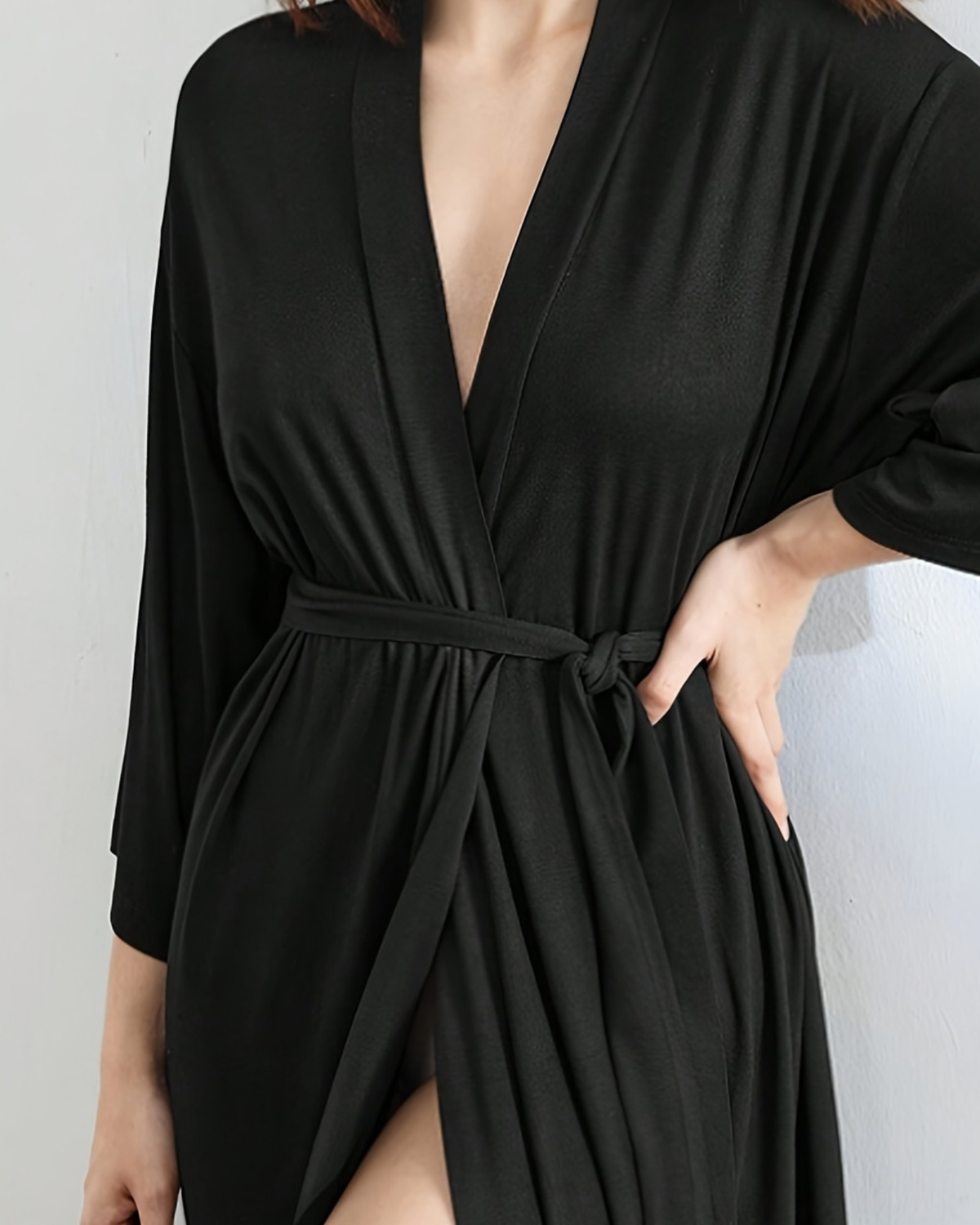 Peignoir Long Doux à Manches Longues