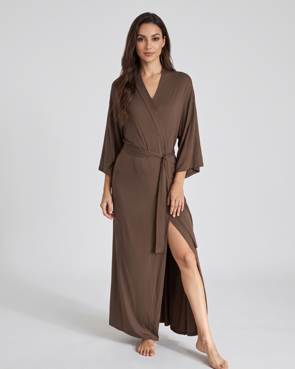 Peignoir Long Doux à Manches Longues