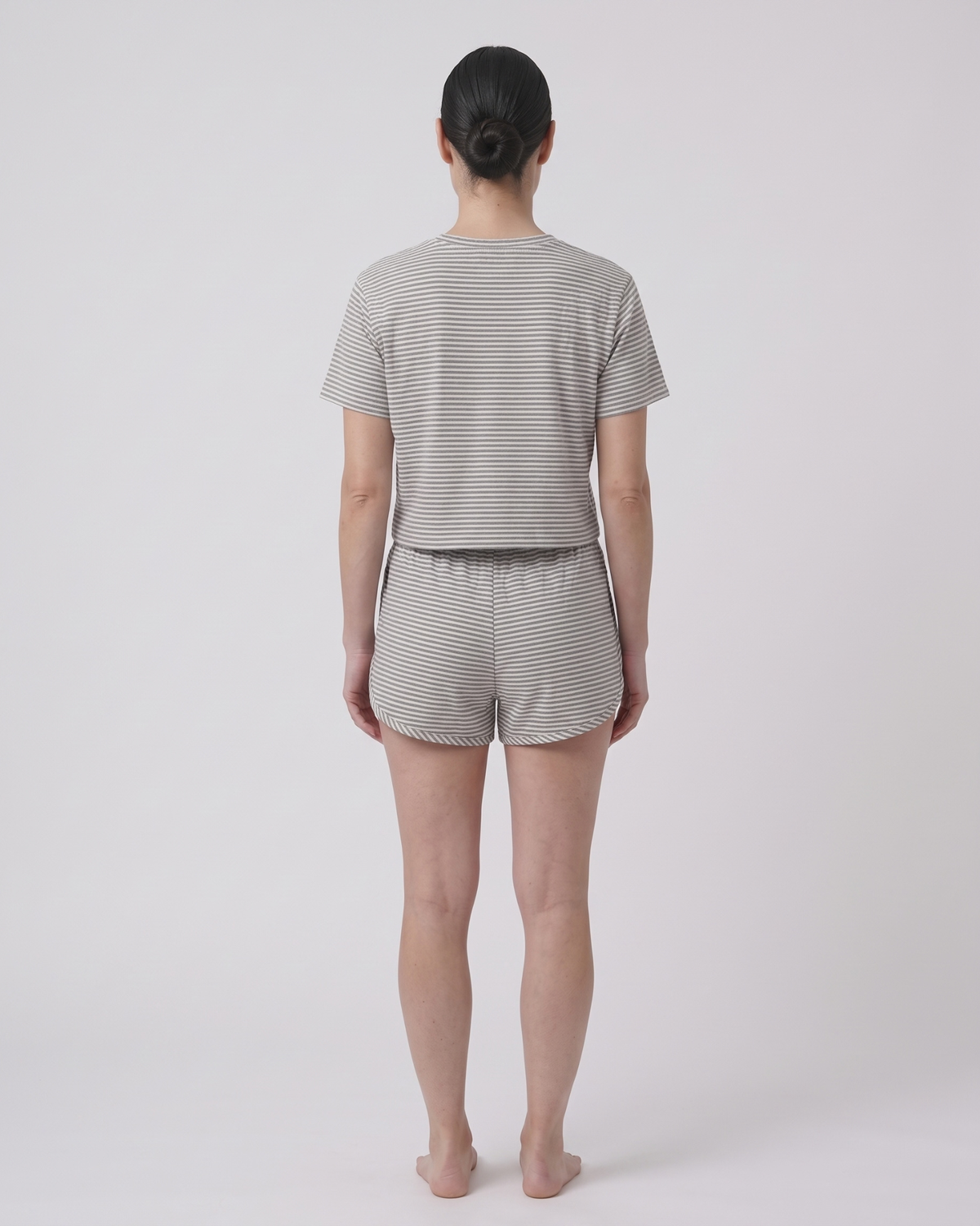 Pyjama Rayé en Crop Top et Short