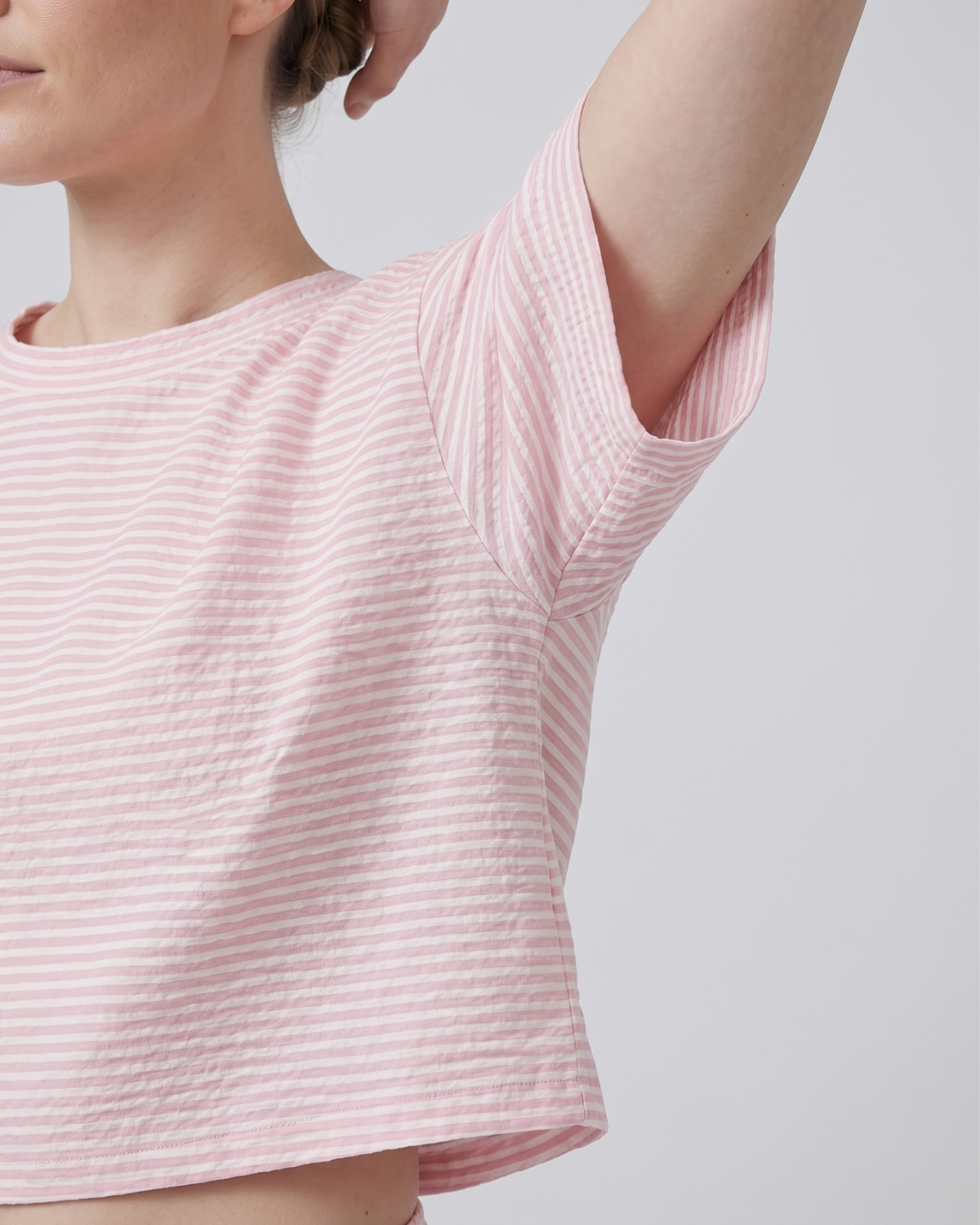 Pyjama Rayé en Crop Top et Short