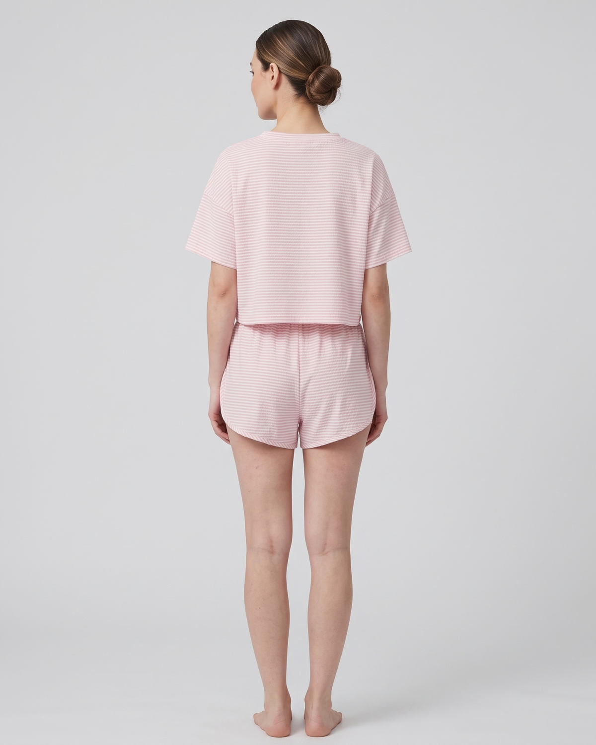 Pyjama Rayé en Crop Top et Short